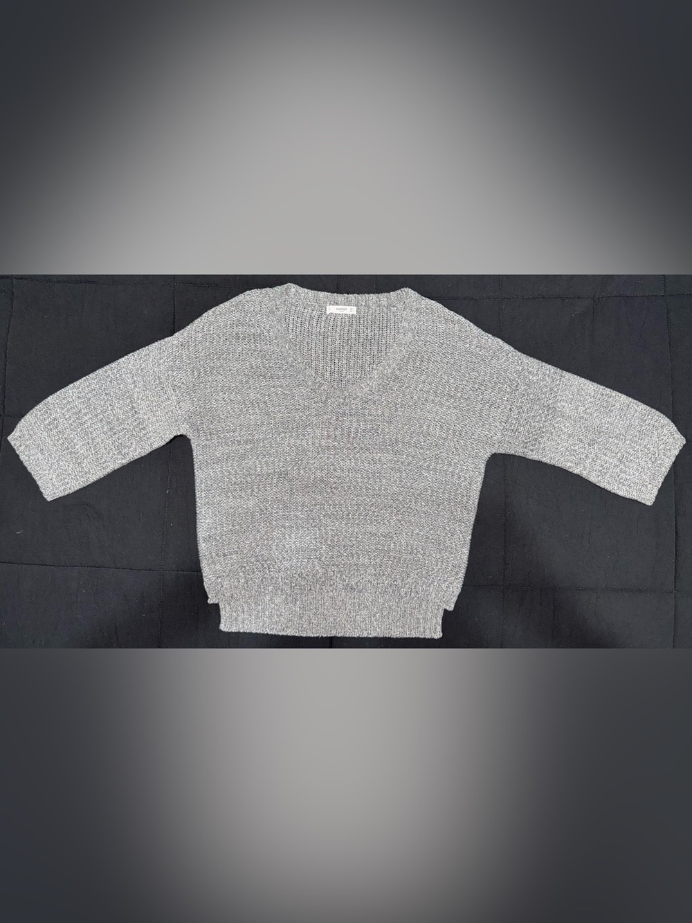 Mango Women's Light Gray V-Neck Knit Sweater